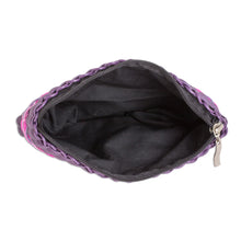 Load image into Gallery viewer, Recycled Handwoven Clutch in Eggplant from Guatemala - Harmony of Color in Eggplant | NOVICA