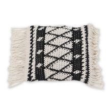 Load image into Gallery viewer, Geometric Ebony and Eggshell Cotton Cushion Cover - Geometric Shadow | NOVICA