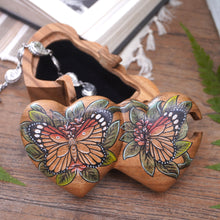 Load image into Gallery viewer, Hand-Painted Double Heart Wood Butterfly Puzzle Box - Twin Butterfly Hearts | NOVICA