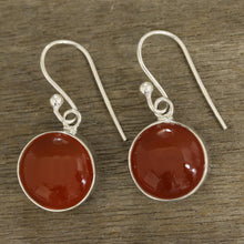 Load image into Gallery viewer, Round Carnelian Dangle Earrings from India - Fiery Domes | NOVICA