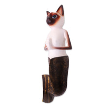 Load image into Gallery viewer, Hand-Painted Wood Siamese Mermaid Cat Wall Sculjpture - Siamese Mermaid Cat | NOVICA