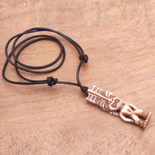 Load image into Gallery viewer, Hand-Carved Polynesian Bone Pendant Necklace from Bali - Polynesian Figure | NOVICA