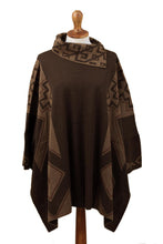 Load image into Gallery viewer, Mahogany and Burnt Sienna Alpaca Blend Poncho from Peru - Inca Style | NOVICA