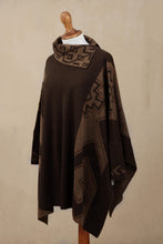 Load image into Gallery viewer, Mahogany and Burnt Sienna Alpaca Blend Poncho from Peru - Inca Style | NOVICA