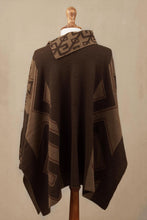 Load image into Gallery viewer, Mahogany and Burnt Sienna Alpaca Blend Poncho from Peru - Inca Style | NOVICA