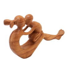 Load image into Gallery viewer, Natural Suar Wood Mother and child Sculpture from Bali - Her Love Will Never Fade | NOVICA