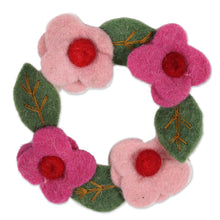 Load image into Gallery viewer, Floral Wreath Wool Felt Ornaments from India (Set of 4) - Floral Wreaths | NOVICA