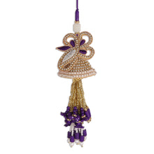 Load image into Gallery viewer, Gold and Purple Beaded Ornaments from India (Set of 3) - Holiday Glamour in Purple | NOVICA
