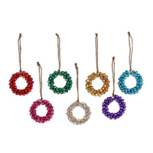 Load image into Gallery viewer, Assorted Steel Bell Wreath Ornaments from India (Set of 7) - Jingling Wreaths | NOVICA