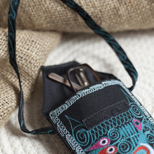 Load image into Gallery viewer, Embroidered Eyeglasses Bag in Black from Peru - Embellished Beauty in Black | NOVICA