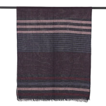 Load image into Gallery viewer, Handwoven Cotton Scarf with Subdued Stripes from India - Subdued Stripes | NOVICA