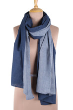Load image into Gallery viewer, Indigo Viscose Shawl Crafted in India - Indigo Enchantment | NOVICA