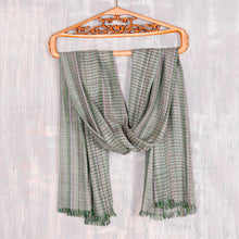 Load image into Gallery viewer, Checked Pattern Viscose Shawl Crafted in India - Delightful Checks | NOVICA