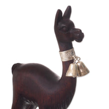 Load image into Gallery viewer, Cedar Wood and Sterling Silver Vicuña Figurines (Pair) - Andean Vicuñas | NOVICA