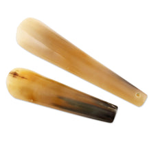 Load image into Gallery viewer, Natural Horn Shoehorns from India (Pair) - Refined Stroll | NOVICA