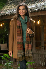 Load image into Gallery viewer, Wave Pattern Wool Scarf from India - Autumn Waves | NOVICA
