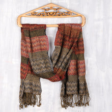 Load image into Gallery viewer, Wave Pattern Wool Scarf from India - Autumn Waves | NOVICA