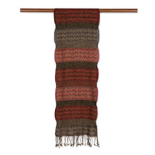 Load image into Gallery viewer, Wave Pattern Wool Scarf from India - Autumn Waves | NOVICA