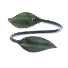 Load image into Gallery viewer, Leafy Leather Wrap Bracelet in Olive from Thailand - Forest Embrace in Olive | NOVICA