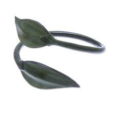 Load image into Gallery viewer, Leafy Leather Wrap Bracelet in Olive from Thailand - Forest Embrace in Olive | NOVICA