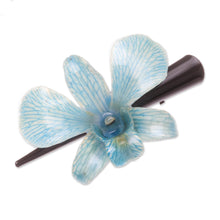 Load image into Gallery viewer, Natural Blue Thai Orchid Hair Clip - Blue Orchid Love | NOVICA