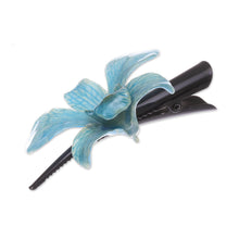 Load image into Gallery viewer, Natural Blue Thai Orchid Hair Clip - Blue Orchid Love | NOVICA