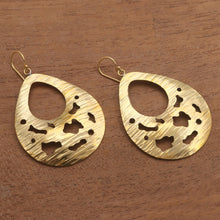 Load image into Gallery viewer, Abstract Drop Brass Dangle Earrings from Bali - Abstract Dew | NOVICA