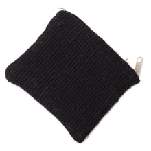 Load image into Gallery viewer, Floral Embroidered Wool Coin Purse in Black from Peru - Exceptional Garden | NOVICA