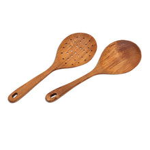 Load image into Gallery viewer, Teak Wood Serving Spoons Crafted in Bali - Elegant Service | NOVICA