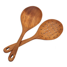 Load image into Gallery viewer, Teak Wood Serving Spoons Crafted in Bali - Elegant Service | NOVICA