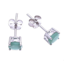 Load image into Gallery viewer, Faceted Emerald Stud Earrings from Thailand - Verdant Marvel | NOVICA