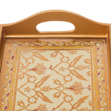 Load image into Gallery viewer, Gold-Tone Reverse-Painted Glass Tray from Peru - Golden Colonial | NOVICA