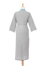 Load image into Gallery viewer, Diamond Embroidered Cotton Robe in Ash from Thailand - Blue Diamonds | NOVICA