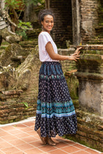 Load image into Gallery viewer, Indigo Paisley Motif Rayon Skirt Crafted in Thailand - Paisley Park | NOVICA