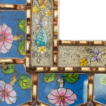 Load image into Gallery viewer, Floral Motif Reverse-Painted Glass Wall Mirror - Beautiful Arrangement | NOVICA