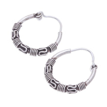 Load image into Gallery viewer, Sterling Silver Hoop Earrings Crafted in Thailand (Set of 3) - Thai Patterns | NOVICA