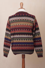 Load image into Gallery viewer, Men's Striped 100% Alpaca Pullover Sweater from Peru - Autumnal Andes | NOVICA