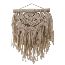 Load image into Gallery viewer, Hand-Knotted Cotton Wall Hanging with Fringe from Bali - Tegalalang Sunrise | NOVICA