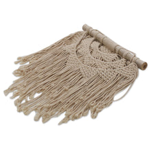 Load image into Gallery viewer, Hand-Knotted Cotton Wall Hanging with Fringe from Bali - Tegalalang Sunrise | NOVICA