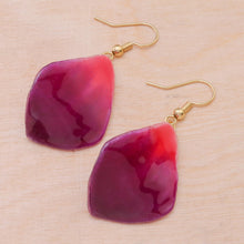 Load image into Gallery viewer, Natural Orchid Flower Dangle Earrings in Magenta - Petal Rain | NOVICA