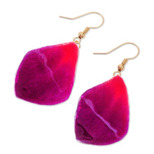 Load image into Gallery viewer, Natural Orchid Flower Dangle Earrings in Magenta - Petal Rain | NOVICA