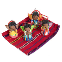 Load image into Gallery viewer, Set of 4 Handcrafted Ceramic Angel Ornaments - Heavenly Angels | NOVICA