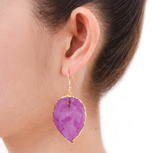 Load image into Gallery viewer, Gold Accented Natural Flower Dangle Earrings in Purple - Bougainvillea Love in Purple | NOVICA