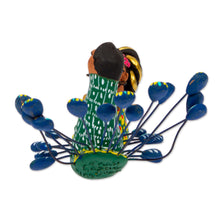 Load image into Gallery viewer, Peacock-Themed Ceramic Nahual Sculpture from Mexico - Pair of Nahuales | NOVICA