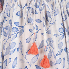 Load image into Gallery viewer, Hand Made Leaf-Themed Drawstring Cotton Caftan - Breezy Leaves | NOVICA