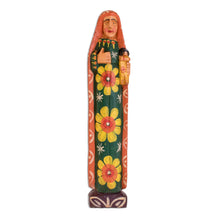 Load image into Gallery viewer, Floral Pinewood Mary Statuette Crafted in Guatemala - Love for Mary | NOVICA