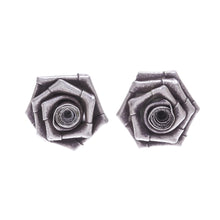 Load image into Gallery viewer, Thai Karen Hill Tribe Silver Flower Earrings - Origami Rose | NOVICA