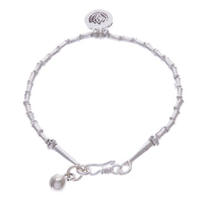 Load image into Gallery viewer, Thai Karen Hill Tribe Silver Beaded Lotus Charm Bracelet - Lotus Calm | NOVICA