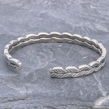 Load image into Gallery viewer, Thai Hill Tribe Sterling Silver Cuff Bracelet - Leaf Trail | NOVICA