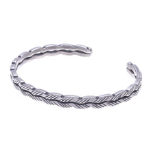 Load image into Gallery viewer, Thai Hill Tribe Sterling Silver Cuff Bracelet - Leaf Trail | NOVICA